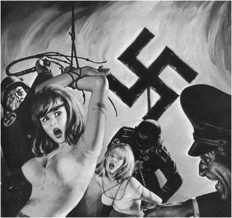two Nazis whipping a couple of lovely young ladies in tight sweaters